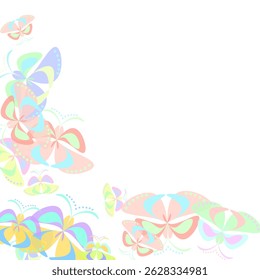 Fairy blue butterflies cartoon vector illustration. Spring colorful moths. Detailed butterflies cartoon girly background. Drawing flying papillon butterfly isolated vector collection