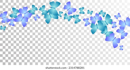 Fairy blue butterflies flying vector illustration. Summer cute moths. Detailed butterflies flying girly wallpaper. Gentle wings insects graphic design. Garden beings.