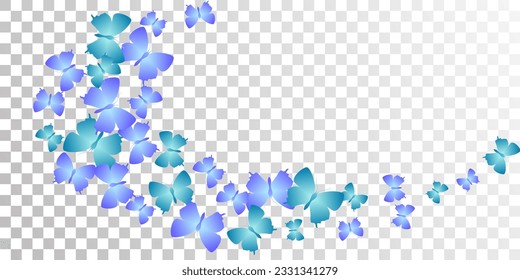 Fairy blue butterflies flying vector background. Summer pretty insects. Simple butterflies flying dreamy illustration. Delicate wings moths graphic design. Fragile creatures.