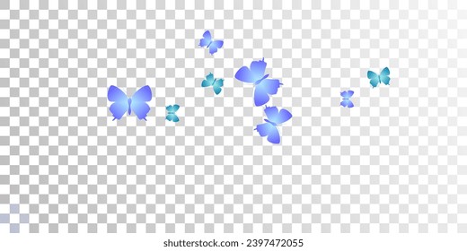 Fairy blue butterflies flying vector wallpaper. Spring funny insects. Simple butterflies flying fantasy background. Tender wings moths graphic design. Fragile beings.