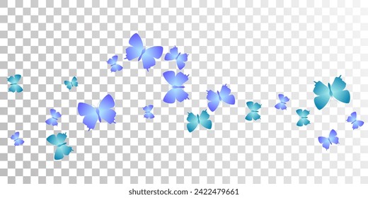 Fairy blue butterflies flying vector background. Spring ornate insects. Simple butterflies flying girly wallpaper. Gentle wings moths patten. Fragile creatures.