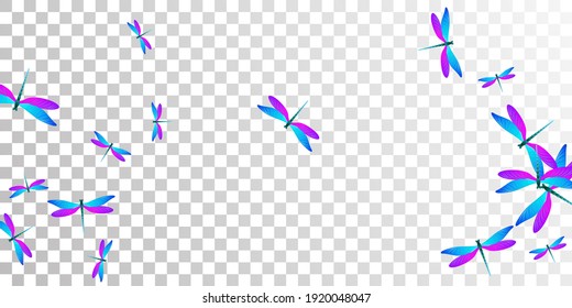 Fairy blue purple dragonfly cartoon vector illustration. Summer pretty damselflies. Decorative dragonfly cartoon children wallpaper. Gentle wings insects patten. Nature creatures