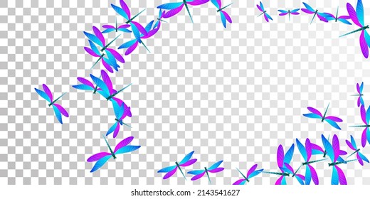 Fairy blue purple dragonfly flat vector illustration. Spring beautiful insects. Wild dragonfly flat girly background. Sensitive wings damselflies graphic design. Tropical beings