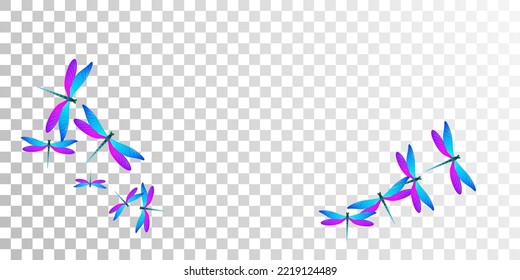 Dragonólula púrpura azul lechal aislada de la ilustración vectorial. Insectos vívidos de primavera. Papel tapiz de bebé aislado de la libélula detallada. El diseño gráfico de las alas sensibles dímpano. Criaturas frágiles