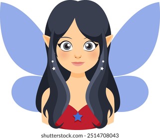 Fairy with blue wings and dark hair