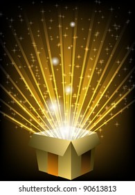 Fairy box on golden background