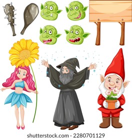 Fairy Cartoon Character Vector Set illustration