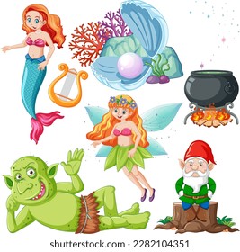 Fairy Cartoon Character Vector Set illustration