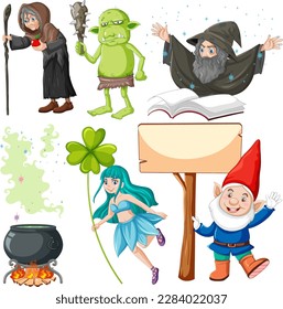 Fairy Cartoon Character Vector Set illustration