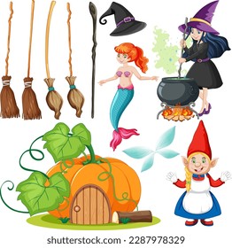 Fairy Cartoon Character Vector Set illustration