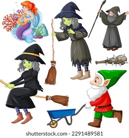 Fairy Cartoon Character Vector Set illustration