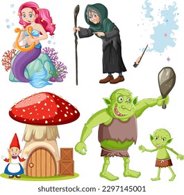 Fairy Cartoon Character Vector Set illustration