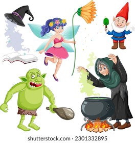 Fairy Cartoon Character Vector Set illustration