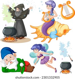 Fairy Cartoon Character Vector Set illustration