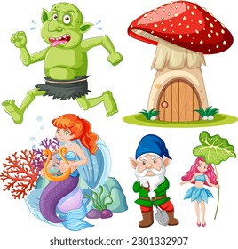 Fairy Cartoon Character Vector Set illustration