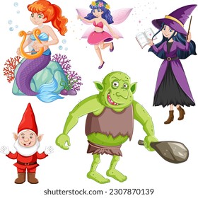 Fairy Cartoon Character Vector Set illustration