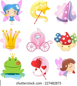 Fairy cartoon icon set