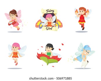 fairy cartoon set vector illustration design