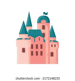 Fairy castle for princesse in the flat style.