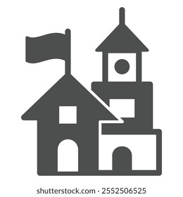 Fairy castle solid icon, Historical theme concept. Vector graphics. House and castle sign on white background, glyph style icon for mobile or web design