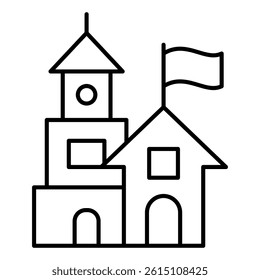 Fairy castle thin line icon, Historical theme concept. Vector graphics. House and castle sign on white background, linear style mobile or design