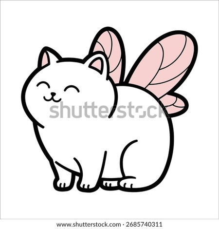 Fairy Cat with Pink Wings and Magic Whiskers Illustration