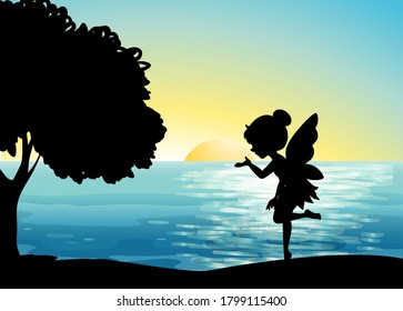 Fairy characters in nature scene illustration
