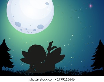 Fairy characters in nature scene illustration