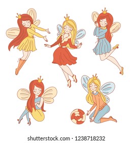 FAIRY CHARACTERS Wedding Vector Illustration Set for Print, Invitation, Greeting, Decoration, Congratulation