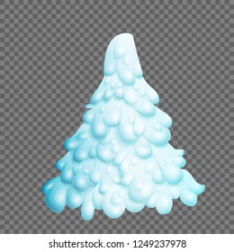 Fairy christmas tree. Fir-tree is covered completely with snow over transparent background. Vector illustration