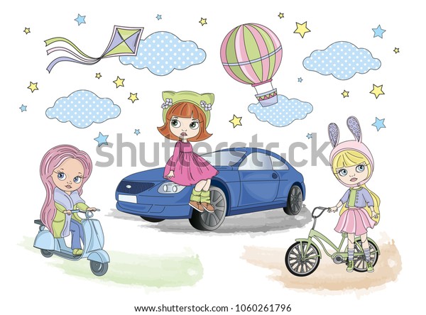 Fairy Clip Arts BLYTHE GIRLS Color Vector\
Illustration Magic Fairyland Cartoon Doll Toy Car Air Balloon\
Bicycle Motorcycle Scrapbooking Print Card Album Photo Babybook\
Adventure Girl Travelbook\
Baby