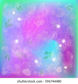 Fairy colorful background with flowers and butterflies