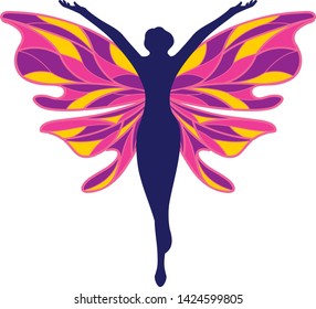 fairy with colorful wings  vector