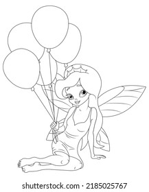 fairy coloring book page for kids
