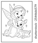 Fairy coloring pages for kids. Children's coloring books, fun and educational materials for kindergarten.