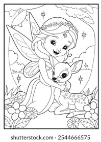 Fairy coloring pages for kids. Children's coloring books, fun and educational materials for kindergarten.
