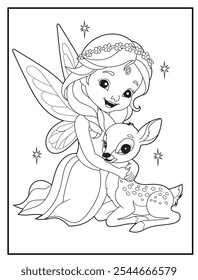 Fairy coloring pages for kids. Children's coloring books, fun and educational materials for kindergarten.