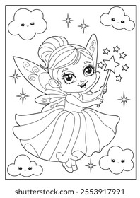 Fairy Coloring Pages for Kids - Printable Cute Fairy Cartoon Characters for Children's Activity Books