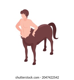 Fairy creature isometric icon with centaur character on white background vector illustration