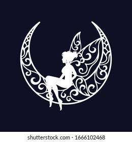 fairy and crescent moon cut file illustration svg