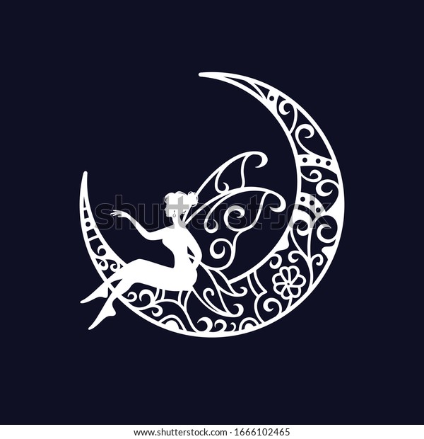 Download Fairy Crescent Moon Cut File Illustration Stock Vector Royalty Free 1666102465