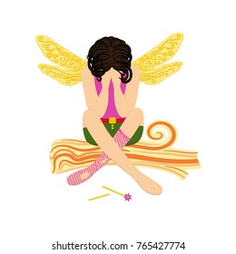 The fairy cries. Vector illustration. Isolated