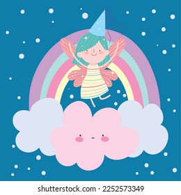 diseño de vectores de cielo arco iris lindo