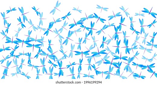 Fairy cyan blue dragonfly cartoon vector background. Spring ornate damselflies. Decorative dragonfly cartoon girly illustration. Delicate wings insects graphic design. Nature beings