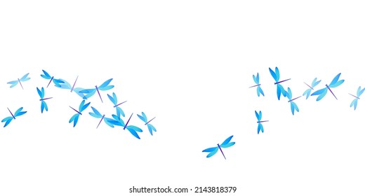 Fairy cyan blue dragonfly isolated vector wallpaper. Spring vivid insects. Fancy dragonfly isolated baby illustration. Sensitive wings damselflies patten. Tropical creatures