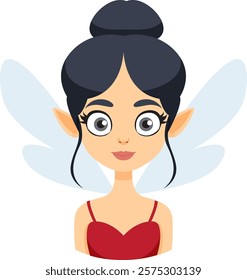 Fairy with dark hair and blue wings