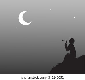  fairy daybreak, boy playing trumpet, Magic melody, night curtain, aurora music, boy playing trumpet, fairytale silhouette, 