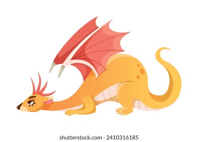 Fairy Dragon as Winged and Horned Legendary Creature Vector Illustration