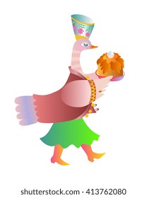 Fairy duck - mistress. Cute cartoon vector illustration.