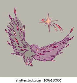 Fairy eagle bird in cartoon style, vector illustration